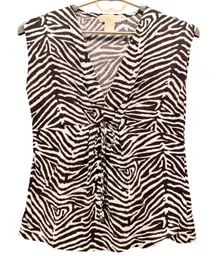 Vintage Y2K Michael Kors‎ Blouse Large Baby Doll Empire Waist USA Zebra Hobo