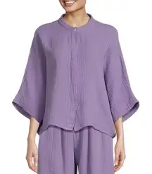 Bryn Walker Dolman Sleeve Gauze Cotton Button Down Shirt Womens XXS Purple