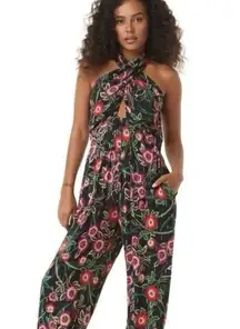 NEW MISA Halter Kora Floral Jumpsuit with Pockets Black Size XS retail $470