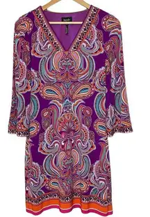 LAUNDRY V-Neck Colorful Print Shift Dress