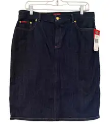 Chaps Mid-Rise Denim Pencil Skirt Womens 12 Dark Rinse Classic Western Preppy