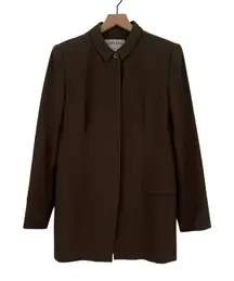 Vintage Carlisle Longline Full Hidden Button Green Wool Jacket Women's Size 10