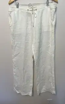 Joie Revolve Irreplaceable Linen Pants Off White Wide Leg Drawstring‎ Waist 12