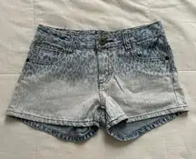 Japanese brand leopard print ombré denim mini shorts