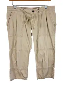 American Eagle 100% Cotton Tan Khaki Low Rise Straight Leg Cargo Chino Capris 8