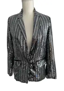 VICI Silver Black Metallic Mirror Jacket Blazer Size Small