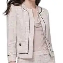 WHITE HOUSE BLACK MARKET Textured Contrast Tweed 3/4" Sleeve Jacket NWOT Size 00