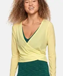 Yellow Semi-Sheer Wrap Top