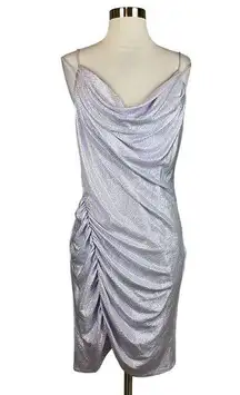 Aidan Mattox Women's Cocktail Dress Size 6 Purple Metallic Sleeveless Sheath