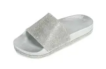 Silver Rhinestone Slide Sandals