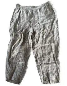 Flax Women's Gray Linen Cropped Pants