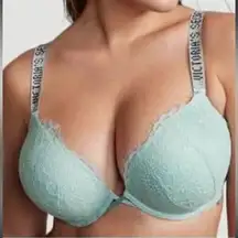 Victoria’s Secret Mint Green Lace Fashion Show ‘24 Bombshell PushUp Bra Sz. 36AA