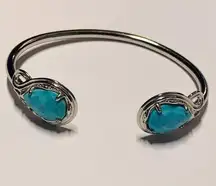 Kendra Scott Andy Bracelet Turquoise and Silver Adjustable Pinch Cuff