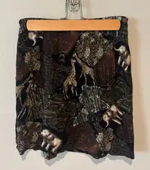 VINTAGE‎ CALIFORNIA KRUSH Women’s Mini Skirt with Animal Safari Print 90s Medium