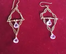 Real Gold And Amethyst Earrings