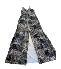 Mustard Seed Jumpsuit Size Large Wide Leg Blue Paisley Print