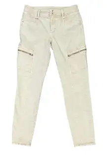 White House Black Market Skinny Ankle Cargo Pants Khaki Zip Pockets Size 6