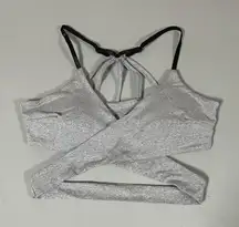 Gray Grey Black Criss-Cross Racerback Sports Bra Bralette Lingerie Size S 🖤