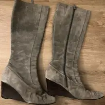 Gray Suede Tall Boots
