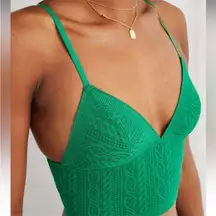 NWT Green  Size Medium Longline Cable Lace Bralette