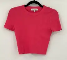 Intermix Pink Knitted Short Sleeve Cropped Top Size Small