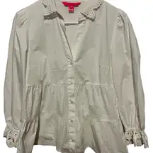 Lilly Pulitzer Kenna blouse eyelet collar and cuffs, button down, size xs