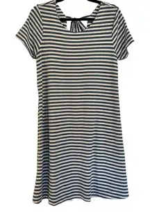 Talbots blue striped short sleeve dress tie back size small petite