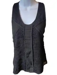 Tank Top Women's Size Small Black Lace & block detail @ Front