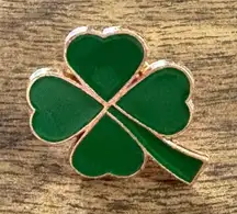 Four‎ Leaf Clover Pin Lucky St Patricks Day Green Enamel Gold Tone Ireland Irish