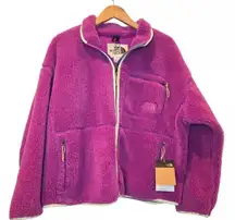 The North Face  Extreme Pile Full Zip Sherpa Fleece Cropped Purple Jacket 1X NWT