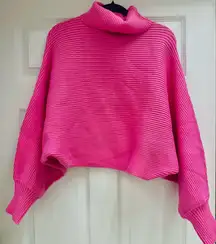 Zara Vibrant Pink Ribbed Turtleneck Sweater Size M