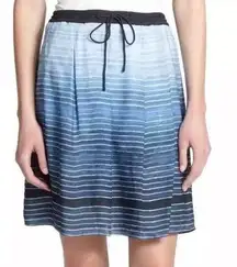 VINCE. Silk Pleated Striped Ombre Blue Mini Skirt Small NWT