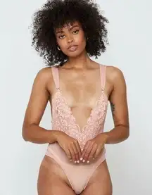 Free People We are HAH Cheap and Cheerful Bodysuit Copper Rose Sz Large - NWT