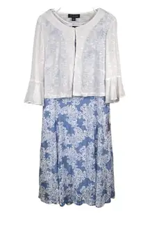 Perception New York Women's Dress Women's Large Two Piece Jacket Blue Paisley