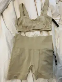 NWT Oat Contour Bra & Biker Shorts Set