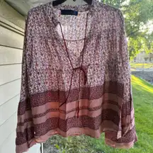 Blu rain women's long sleeves bohemian blouse style