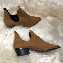 Zara Trafaluc cognac Cut Out Faux Suede Booties 39