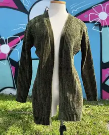 Poof Apparel Open Front Braid Back Knit Cardigan Sweater US S