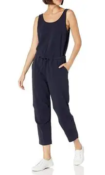 Daily Ritual Cotton Knit Twill Drawstring Waist Sleeveless Jumpsuit Black M