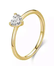 Sterling Silver SIZE 7 18kt Gold Plated 925  Dainty Heart Cubic Zirconia Sparkling Ring