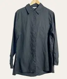 WeWoreWhat Beach Linen Cotton Black Long Sleeve Button Up Shirt Size Small