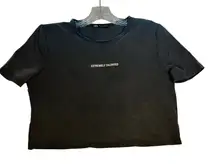 ZARA Women Black Graphic T Shirt Extremely Talented Cropped Style Size M