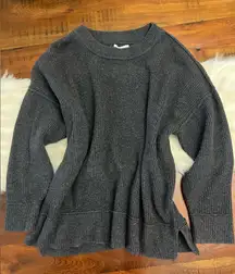 Aerie Oversized Ribbed Sweater Gray Size Medium Soft Cozy Knit Pullover