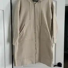 Beige Hooded Longline Jacket