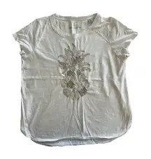 Tommy Bahama Pineapple Tee Large Beaded Embroidered Organic Cotton