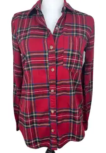 Abercrombie & Fitch Soft AF Red Plaid Flannel Long Sleeve Button Down Shirt XS