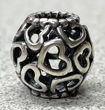 Authentic Pandora 925 Silver Openwork Hearts Bead Charm Jewelry Making