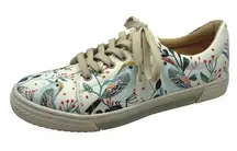 Mumka Shoes Women 8.5 Blue Birds Slippers Floral Lace Up Fashion Sneakers Preppy
