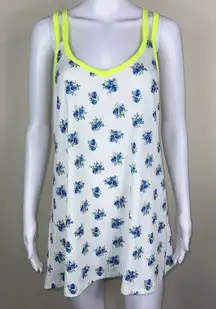 White‎ Birch White Floral Scoop Neck Cami w Neon Trim