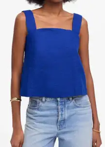 NWOT Madewell Size 4 Blue Bright Sapphire Curved-Neck Shell Tank in‎ 100% Linen